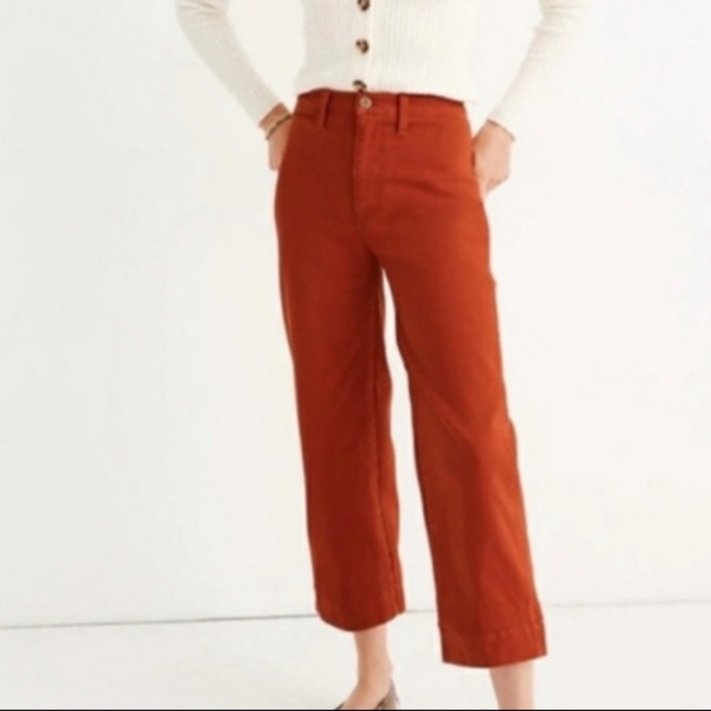 Madewell Orange Slim Emmet Wide Leg Crop Pants Size 27